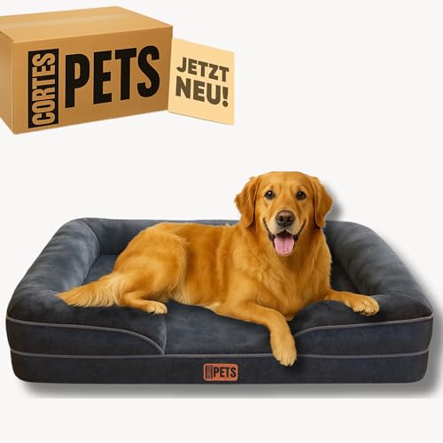 CORTESPETS® Orthopädisches Hundebett für große, mittelgroße & kleine Hunde - Wachbar – mit Memory-Schaumstoff - Kühlgel wasserdicht - Rutschfester Boden - Hundebetten - (Große L 89x64) von CORTES PETS