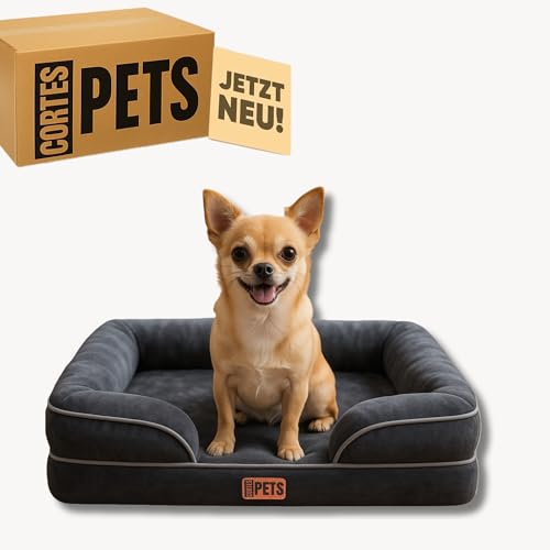 CORTESPETS® Orthopädisches Hundebett für große, mittelgroße & kleine Hunde - Wachbar – mit Memory-Schaumstoff - Kühlgel wasserdicht - Rutschfester Boden - Hundebetten - (Große M 65x43) von CORTES PETS