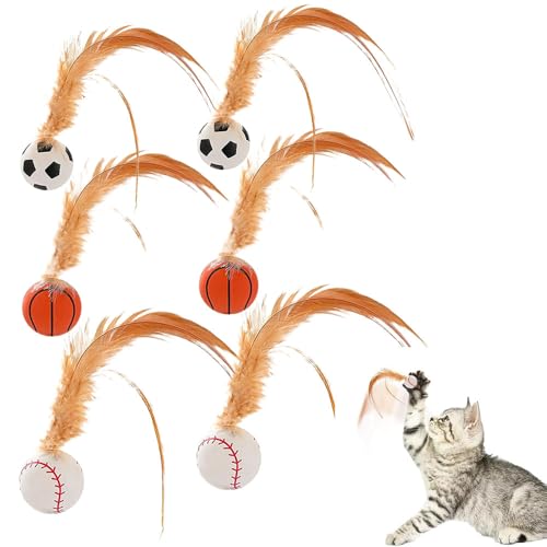 COSEN 2025 Neu Katzenspielzeug Bälle mit Feder, Cat Buncing Ball, Interaktives Katzenspielzeug Hohe Elastizität Federspielzeug für Katzen Hüpfball für Katzen Wackelball Kätzchenjagdspielzeug (6PC) von COSEN