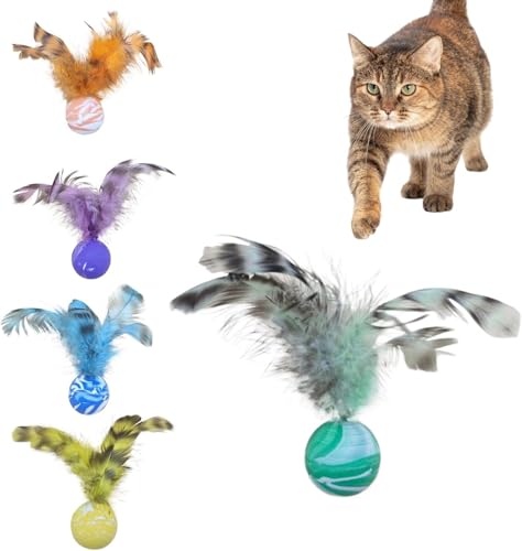 COSEN 2025 Neu Katzenspielzeug Bälle mit Feder, Cat Buncing Ball, Interaktives Katzenspielzeug Hohe Elastizität Federspielzeug für Katzen Hüpfball für Katzen Wackelball Kätzchenjagdspielzeug (5PC-B) von COSEN