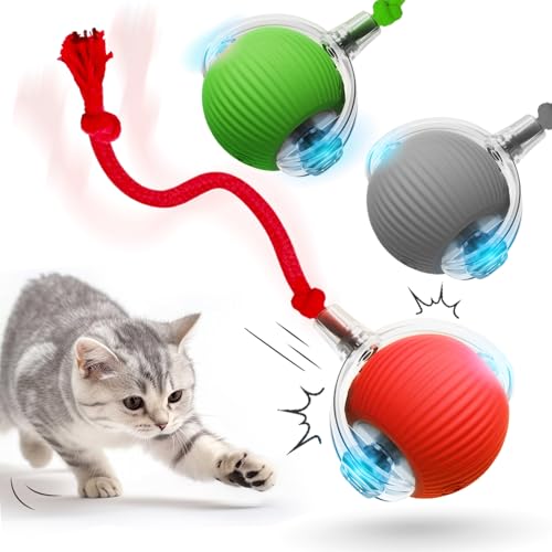 Chewie Rolling Ball, 2025 Katzenspielzeug Elektrisch, Katzenspielzeug Selbstbeschäftigung Interaktives Katzen Spielzeug Elektrisches Automatisches Katzen Spielzeug Rollender Ball (3PC-A) von COSEN