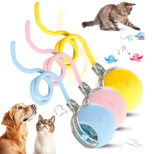 Chewie Rolling Ball, 2025 Katzenspielzeug Elektrisch, Katzenspielzeug Selbstbeschäftigung Interaktives Katzen Spielzeug Elektrisches Automatisches Katzen Spielzeug Rollender Ball (3PC-B) von COSEN