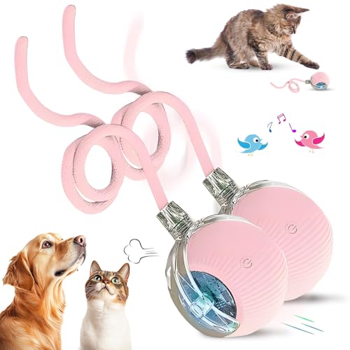 Chewie Rolling Ball, 2025 Katzenspielzeug Elektrisch, Katzenspielzeug Selbstbeschäftigung Interaktives Katzen Spielzeug Elektrisches Automatisches Katzen Spielzeug Rollender Ball (ROSA*2) von COSEN