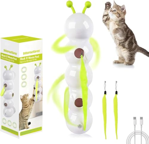 Smart Motion Cat Toy, 2025 Neu Wusel Wurm Katzenspielzeug mit Saugnapf, Smart Motion Katzen Spielzeug Mit Wurmdesign Wand & Fenster Montiert Interaktives Katzenspielzeug Selbstbeschäftigung (3PC) von COSEN