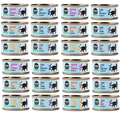 Cosma Nature 70 g | Katzenfutter nass | Nassfutter | mit 75% zartem Fleisch oder Fisch | schonend im eigenen Saft gegart | ganz ohne Zusatzstoffe (18x, Mixpaket 2 (6 Sorten)) von COSMA