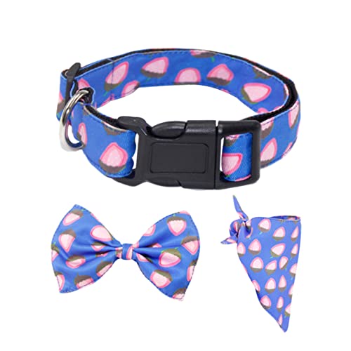 COSMEVIVI 1satz Pet Zubehör Set Mit Verstellbares Hundehalsband Mit Schleife Dreieckstuch Und Modischem Design Blau Für Stilvolle Hunde Bei Spaziergängen Und Sport von COSMEVIVI