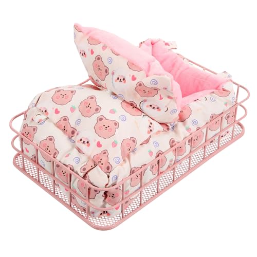 COSMEVIVI 1 Satz Kleintierbett aus Metall Stabiler Hamster Nest mit Baumwollmaterial Teiliges Weißer Bär für Chinchillas Meerschweinchen und Andere Kleintiere für Käfige von COSMEVIVI