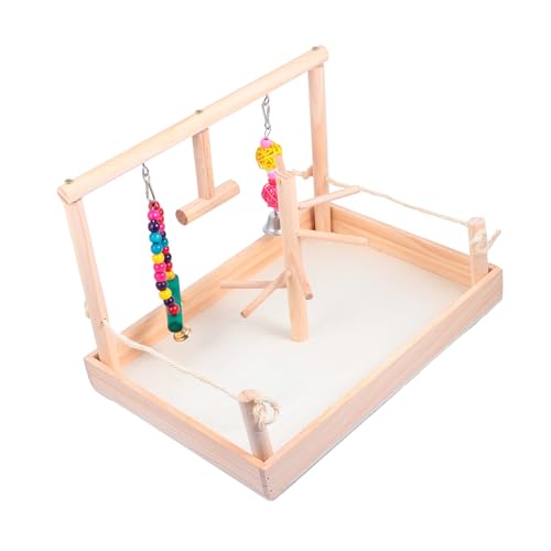 COSMEVIVI Natürliches Holz Papagei Spielständer Vogel Schaukel Spielzeug Kauspielzeug für Wellensittiche Sittiche Conures Lovebirds von COSMEVIVI