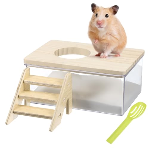 COSMEVIVI Hamster Kleintiere 1 Set Holz Chinchilla Sandbad Für Hamster PVC Chinchilla Staubbad Hamster Sandbadbehälter Hamsterspielzeug von COSMEVIVI