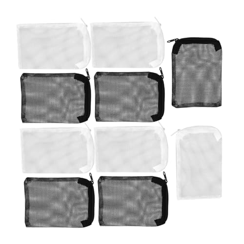 COSMEVIVI 10 Stück Fischtank-Tasche 15 X 10 cm Netztasche Für Aquarien Einfache Reinigung Mit Reißverschluss Weiß/schwarz Je 5 Stück von COSMEVIVI