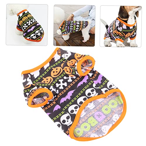 COSMEVIVI 1stück Kürbis Shirt Für Haustiere Warmes Und Bequemes Kostüm Für Hunde Mit Kreativem Halloween-Muster Atmungsaktiv Für Kleine Hunde Um Sie Stylisch Und Gemütlich Zu Halten von COSMEVIVI