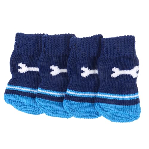 COSMEVIVI 2paare Winter Baumwollsocken Für Hunde Antirutsch-socken Für Kleine Haustiere rutschfeste Hundesocken Aus Baumwolle Perfekter Sitz Für Pudel Und Chihuahua s Blaues Knochenmuster von COSMEVIVI