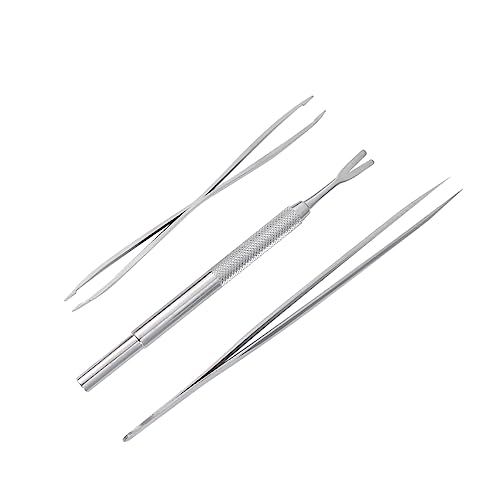 COSMEVIVI 3stücke Teiliges Edelstahl-Werkzeuge Zur Entfernung Von Tierhaaren Zeckenentferner Mit Ergonomischem Griff Für Haustierpflege Und Reinigung von COSMEVIVI