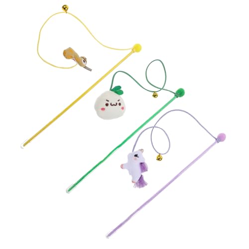 COSMEVIVI Interaktives Katzenspielzeug Für Hauskatzen 3-teilig Katzen-Teasing-Stick Heimtierbedarf Farben Katze Mit Kleiner Glocke COSMEVIVI Interaktives Katzenspielzeug Für Hauskatzen 3-teilig Katzen-Teasing-Stick Heimtierbedarf Farben Katze Mit Kleiner Glocke von COSMEVIVI