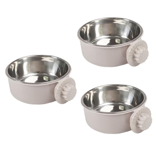 COSMEVIVI 3-teiliger Wasserspender Für Haustiere Edelstahlnapf Für Hunde Und Katzen Tragbarer Futternapf Herausnehmbarer Innennapf Leicht Zu Reinigen Grau Mittlere Größe von COSMEVIVI