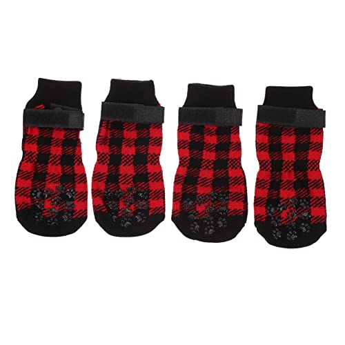 COSMEVIVI 4stücke Weihnachts-Themen Hundesocken rutschfeste Warme Fußbekleidung Für Haustiere Paw Protector Socken Für Kleine Hunde Zum Schutz Von Böden Und Möbeln von COSMEVIVI