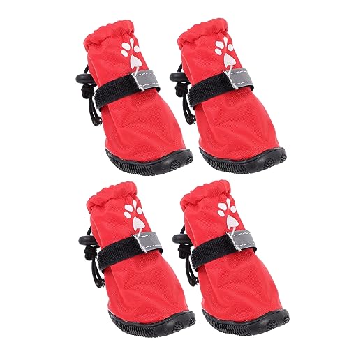 COSMEVIVI Hundeschuhe 3 Größen Rote Regenstiefel Nicht-Outdoor-Schuhe für und Mittelgroße Welpen von COSMEVIVI