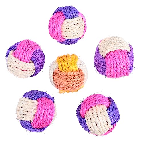 COSMEVIVI 6pcs Haustierkugelspielzeug Gewebt Katze Rolling Ball Toys Sisal Scratch Ball Plaything COSMEVIVI 6pcs Haustierkugelspielzeug Gewebt Katze Rolling Ball Toys Sisal Scratch Ball Plaything von COSMEVIVI