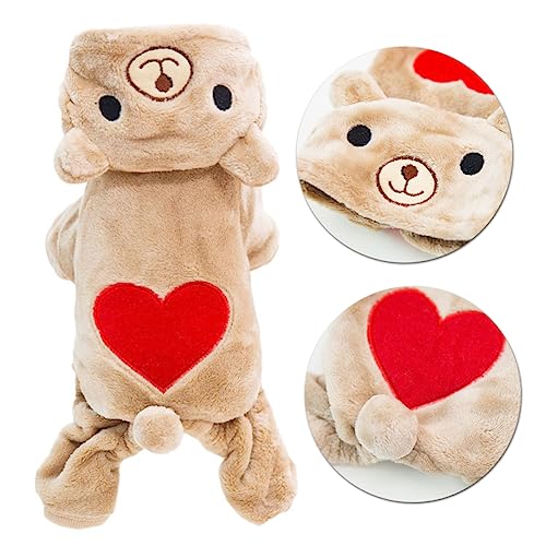 COSMEVIVI Thick Small Dog Hoodie Jumpsuit Für Chihuahua Warmer Vierbeiner Overall Süßes Design Bequemes Winteroutfit Braun Xs Für Kleine Haustiere von COSMEVIVI
