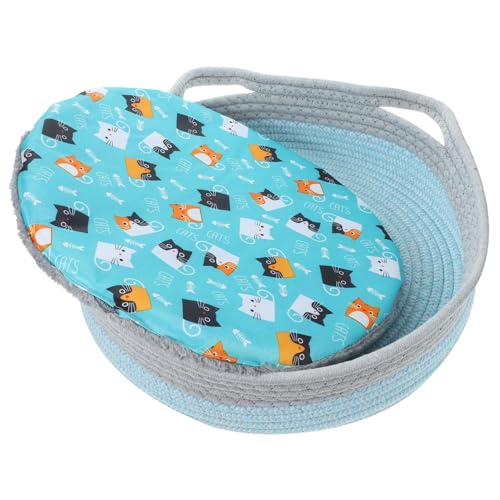 COSMEVIVI Pet Schlafbett Baumwollseil Atmungsaktives Katzenbett Mit Beidseitigem Kissen Rundes Katzennest Für Kleine Haustiere Für Innenbereich Und Gemütliche Ruheplätze COSMEVIVI Pet Schlafbett Baumwollseil Atmungsaktives Katzenbett Mit Beidseitigem Kissen Rundes Katzennest Für Kleine Haustiere Für Innenbereich Und Gemütliche Ruheplätze von COSMEVIVI