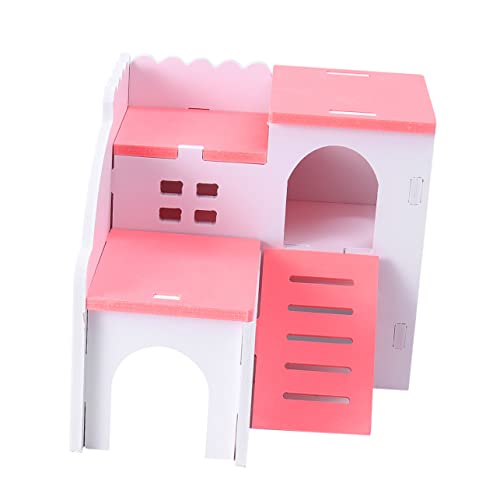 COSMEVIVI Holz-hamsterhaus Mit Doppeltem Stockwerk Schlaf Und Spielcottage Für Kleintiere Sicheres Und Unterhaltsames Spielzeug Rosa COSMEVIVI Holz-hamsterhaus Mit Doppeltem Stockwerk Schlaf Und Spielcottage Für Kleintiere Sicheres Und Unterhaltsames Spielzeug Rosa von COSMEVIVI