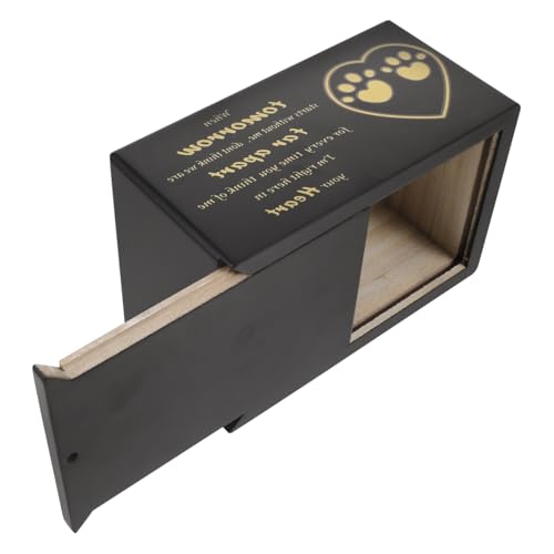 COSMEVIVI Haustier Urne tierurne Tier Aschebox Haustiergedenkschmuck Haustier Bestattungsurne Haustier Holz Urne Haustiere kleine Urne aus Eschenholz Urne aus Knochenasche hölzern Black von COSMEVIVI