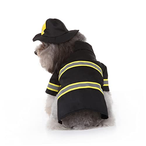 COSMEVIVI Hundekleidung in Feuerwehruniformform Haustierkleidung Aus Superweichem Material Umgestalteter Mantel Für Große Hunde Schwarz Party-Performance-kostüm von COSMEVIVI