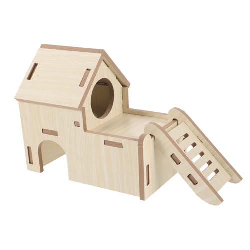 COSMEVIVI Kaninchen Und Hamsterspielzeug Aus Holz Chinchilla Hütte Mit Holzplattform Ideales Hamsterversteck Und Spielplatz Für Kleine Nager Und Langlebig Für Artgerechte von COSMEVIVI