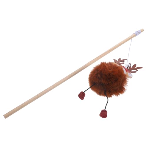 COSMEVIVI Weihnachtlicher Katzenvergnügen Interaktive Teaser-Stick Für Kätzchen Plüschiger Reindeer Katzenangel Für Indoor-Spiel Stressabbauend Und Langlebig von COSMEVIVI