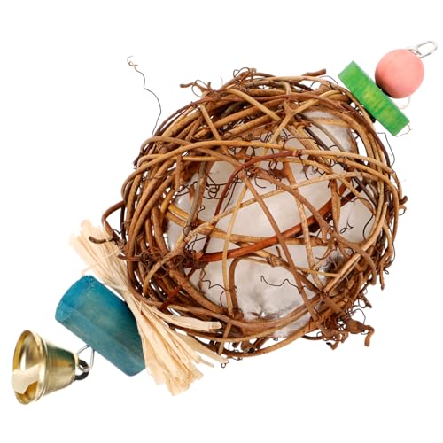 COSMEVIVI Hängendes Rattan-Spielzeug Für Papageien Kauspielzeug Aus Natürlichem Material Für Beschäftigung Und Zahnpflege Ihrer Vögel Höhe von COSMEVIVI