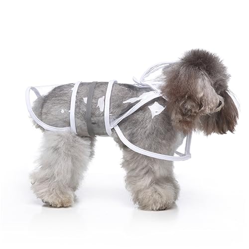 COSMEVIVI Hunde-Regenmantel Bequem Elastisch Mit Reflektierenden Streifen Für Bei Nacht Weiß Größe S von COSMEVIVI