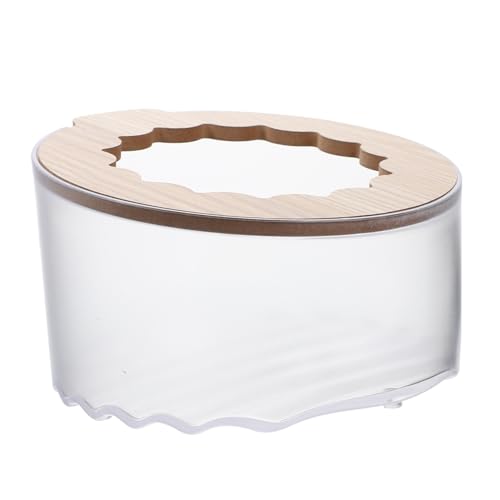 COSMEVIVI Transparente Hamster Sandbadbox mit Abnehmbarem Holzdeckel Stabile Badewanne für Hamster Chinchilla und Kleine Kleintiere Sicheres Sandtoiletten Gehege Zubehör von COSMEVIVI