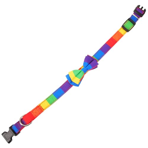 COSMEVIVI Verstellbares Hundehalsband mit Niedlicher Regenbogen Schleife Sanftes Pet Fabric Sicherer Klickverschluss Langlebig und Auffällig für Kleine Hunde und Katzen COSMEVIVI Verstellbares Hundehalsband mit Niedlicher Regenbogen Schleife Sanftes Pet Fabric Sicherer Klickverschluss Langlebig und Auffällig für Kleine Hunde und Katzen von COSMEVIVI