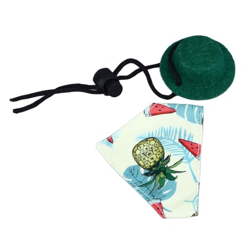 Bartagamen-Cowboyhut-Bandana-Set, Bartagamen-Hut-Bandana-Set, bequem, exquisit, Halloween-Eidechsenkostüm, Kleintier-Reptil-Cosplay-Outfits (Ananas) von COSMICROWAVE