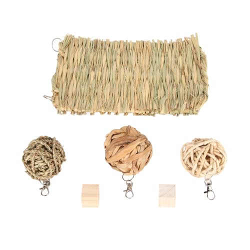 COSMICROWAVE Grasmatte, gewebte Bettmatte für Kleintiere, Kaninchen-Grasmatte, Hamster-Grasmatte, Hasen-Grasbettmatte, Hamster-Grasmatte mit Ballspielzeug, Hamster-Kauspielzeug COSMICROWAVE Grasmatte, gewebte Bettmatte für Kleintiere, Kaninchen-Grasmatte, Hamster-Grasmatte, Hasen-Grasbettmatte, Hamster-Grasmatte mit Ballspielzeug, Hamster-Kauspielzeug von COSMICROWAVE