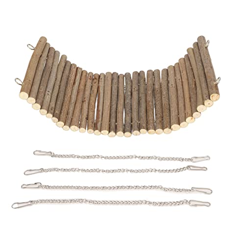 Hamster-Holzschaukel, Hängehängematte, Hängebrücke, Reptilien-Hängematte, großer Raum zum Klettern, Hamster-Schaukel-Hängematte mit Hängekette zum Spielen mit Mäusen, Papageien (15*35CM) von COSMICROWAVE