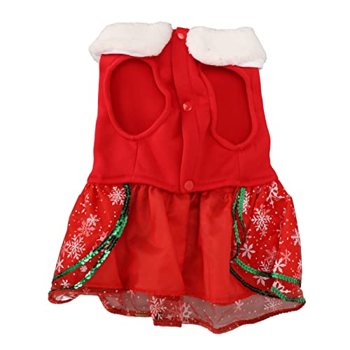 Hunde-Weihnachts-Outfits, Mädchen-Hunde-Feiertagskleid, leichtes Hundekostüm, Welpen-Kleidung, Haustier-Weihnachtskleid, innovativer Elch-Schleifen-Pailletten-Warmer (M) von COSMICROWAVE