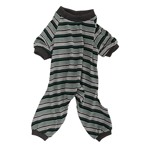 Hunde-Weihnachtspyjama, Warmer Thermo-Baumwoll-Weihnachts-Feiertags-Overall, Hunde-Pyjama, gestreifter Hunde-Pyjama, Einteiler, Hunde-Pyjama, 4-beiniger Hunde-Pyjama, (L) von COSMICROWAVE