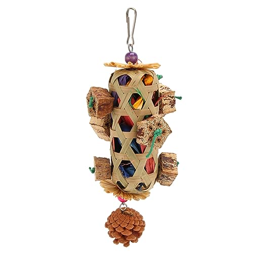 Sittich-Spielzeug, Vogel-Kauspielzeug, Papageien-Kauspielzeug, gewebter Bambuskorb, bissfestes Vogel-Papageien-Kauspielzeug mit Tannenzapfen für Vogelkäfig Sittich-Spielzeug, Vogel-Kauspielzeug, Papageien-Kauspielzeug, gewebter Bambuskorb, bissfestes Vogel-Papageien-Kauspielzeug mit Tannenzapfen für Vogelkäfig von COSMICROWAVE