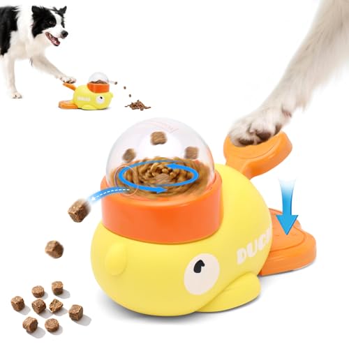 COSOWO Interaktives Katzen-Puzzle-Spielzeug - Leckerli-Spender & IQ-Trainer für Indoor-Katzen, geistige Stimulation & langsames Füttern, Entenform Anreicherung Spiel Spaß Übung für kleine Hunde, Gelb von COSOWO