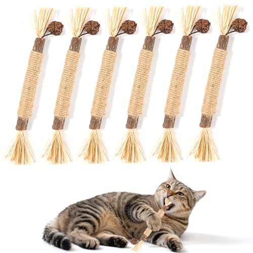 COSOWO Silvervine Kauspielzeug für Katzen, natürliche Stäbchen für Katzen, interaktives Zahnspielzeug für Katzen, 6 Stück COSOWO Silvervine Kauspielzeug für Katzen, natürliche Stäbchen für Katzen, interaktives Zahnspielzeug für Katzen, 6 Stück von COSOWO