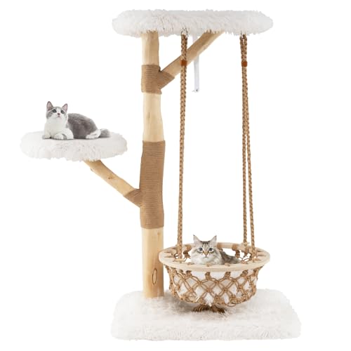 COSTWAY 123cm Katzenbaum, Kletterturm mit Hängekorb, echten Holzästen, Jute-Kratzbrettern, 2 Sitzstangen & Plattform, Kratzbaum Haustiermöbel, Katzenaktivitätsbaum COSTWAY 123cm Katzenbaum, Kletterturm mit Hängekorb, echten Holzästen, Jute-Kratzbrettern, 2 Sitzstangen & Plattform, Kratzbaum Haustiermöbel, Katzenaktivitätsbaum von COSTWAY