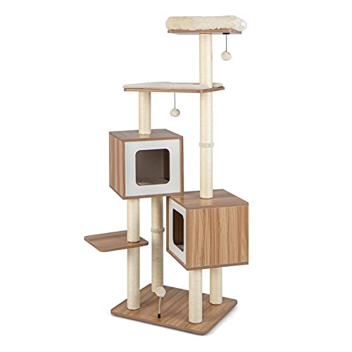 COSTWAY 163cm Kratzbaum Holz, 6-stöckiger Katzenbaum Groß, Katzenkratzbaum mit 2 Höhlen & 2 Matten & 3 Spielbällen, Kletterbaum für Hauskatzen, Katzenmöbel Katzen Aktivitätsbaum, Beige+Natur COSTWAY 163cm Kratzbaum Holz, 6-stöckiger Katzenbaum Groß, Katzenkratzbaum mit 2 Höhlen & 2 Matten & 3 Spielbällen, Kletterbaum für Hauskatzen, Katzenmöbel Katzen Aktivitätsbaum, Beige+Natur von COSTWAY