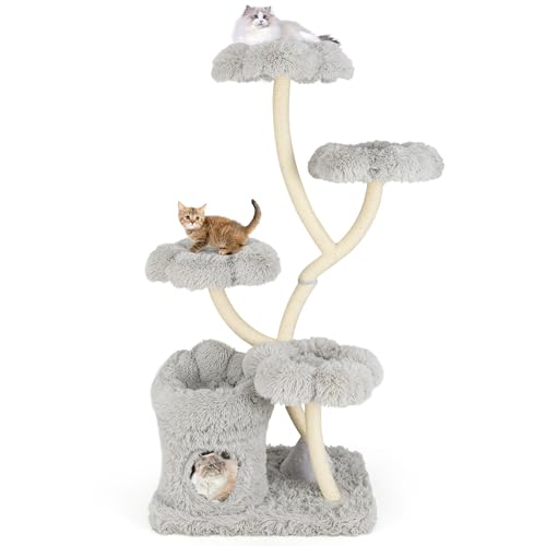 COSTWAY 165cm Kratzbaum Holz, Katzenbaum mit 4 warmen Liegeflächen & Katzenhöhle & Sisalstämmen, Kletterbaum Katzenkratzbaum groß, Katzenturm mit Metallgestell, Katzenmöbel für Katzen (Grau) COSTWAY 165cm Kratzbaum Holz, Katzenbaum mit 4 warmen Liegeflächen & Katzenhöhle & Sisalstämmen, Kletterbaum Katzenkratzbaum groß, Katzenturm mit Metallgestell, Katzenmöbel für Katzen (Grau) von COSTWAY