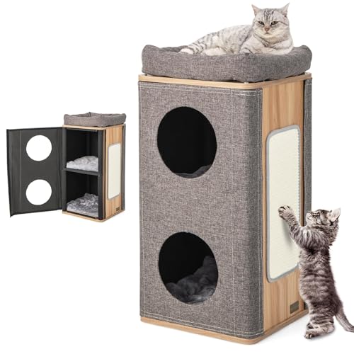 COSTWAY 3-stöckige Katzenhöhle Katzentonne, Katzenhaus mit Kratzbrett & 3 Matten, Spieltonne für Katzen bis 20 kg, Katzenkratzbaum mit Höhlen, Katzenturm Kratzbaum Katzenmöbel, Grau+Natur COSTWAY 3-stöckige Katzenhöhle Katzentonne, Katzenhaus mit Kratzbrett & 3 Matten, Spieltonne für Katzen bis 20 kg, Katzenkratzbaum mit Höhlen, Katzenturm Kratzbaum Katzenmöbel, Grau+Natur von COSTWAY