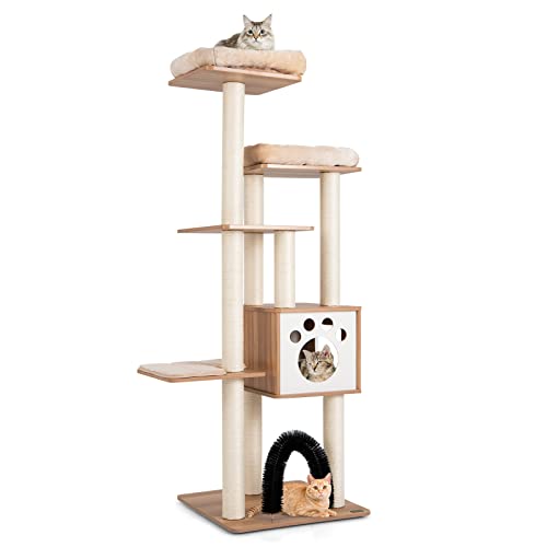 COSTWAY 6-stöckiger Kratzbaum Holz, 176cm Katzenbaum mit gemütlicher Matten & Höhle & Katzenbogen, Katzenkratzbaum Groß, Katzen Katzenmöbel, Kletterbaum Aktivitätsbaum Spielbaum, Beige COSTWAY 6-stöckiger Kratzbaum Holz, 176cm Katzenbaum mit gemütlicher Matten & Höhle & Katzenbogen, Katzenkratzbaum Groß, Katzen Katzenmöbel, Kletterbaum Aktivitätsbaum Spielbaum, Beige von COSTWAY