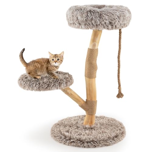 COSTWAY 90 cm Kratzbaum Holz, Katzenbaum mit 3 Plüschsitzflächen, Seil & Kratzpfosten aus Jute, Katzenturm Katzenmöbel Massivholz, Katzenkratzbaum Kletterbaum Katzen, Braun+Natur COSTWAY 90 cm Kratzbaum Holz, Katzenbaum mit 3 Plüschsitzflächen, Seil & Kratzpfosten aus Jute, Katzenturm Katzenmöbel Massivholz, Katzenkratzbaum Kletterbaum Katzen, Braun+Natur von COSTWAY