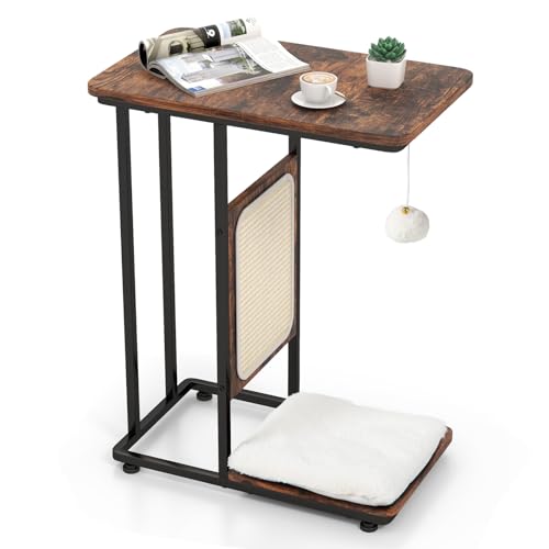 COSTWAY Beistelltisch C-Form, Sofatisch Metallgestell, Kaffeetisch mit Sisal-Kratzbrett & abnehmbarem Kissen & Ball, Nachttisch für Wohnzimmer Schlafzimmer, 50 x 30 x 64 cm, rustikales Braun COSTWAY Beistelltisch C-Form, Sofatisch Metallgestell, Kaffeetisch mit Sisal-Kratzbrett & abnehmbarem Kissen & Ball, Nachttisch für Wohnzimmer Schlafzimmer, 50 x 30 x 64 cm, rustikales Braun von COSTWAY