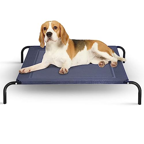 COSTWAY Hundebett Metall Sommer, Hundeliege Garten, Haustier Liegeplatz draußen, Hundesofa Schlafplatz Outdoor, Haustierbett Hund belastbar bis 50kg, Katzenliege Katzenbett (110x80x18CM) von COSTWAY