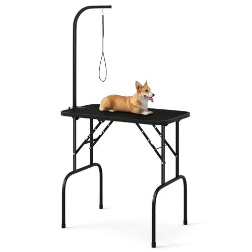 COSTWAY Hundepflegetisch klappbar, Haustierpflegetisch höhenverstellbar, Trimmtisch mit Schlingen, Hundefriseur Tisch, für Hunde Katzen Haustier, bis 100 kg belastbar, Schwarz, 80,5 x 46 x 76,5 cm COSTWAY Hundepflegetisch klappbar, Haustierpflegetisch höhenverstellbar, Trimmtisch mit Schlingen, Hundefriseur Tisch, für Hunde Katzen Haustier, bis 100 kg belastbar, Schwarz, 80,5 x 46 x 76,5 cm von COSTWAY